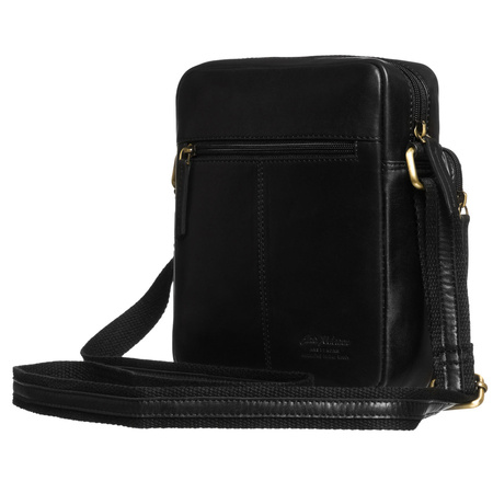 Herren-Umhängetasche aus Leder in Schwarz, am Gürtel befestigt. Inklusive Schlüsseltasche – Peterson