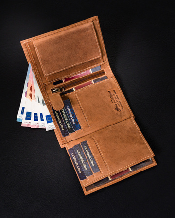 Herren Geldbörse aus Leder mit Reißverschlussfach – Peterson