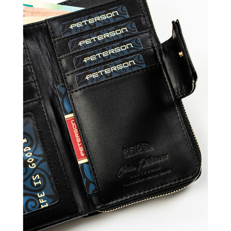 Große, vertikale Damen Geldbörse aus schwarzem Öko-Leder – Peterson