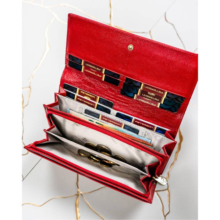 Extra geräumige Damen Geldbörse aus lackiertem Leder mit Schmetterlingen – Peterson