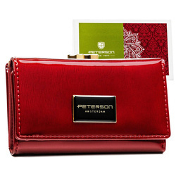 Rote, lackierte Damen Geldbörse mit Druckknopf und Klippverschluss – Peterson