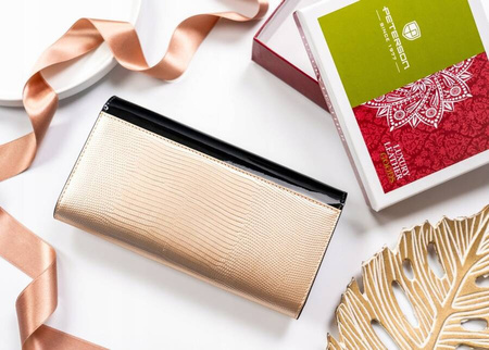 Große Damen Geldbörse aus Leder mit Druckknopf und Bügelverschluss – Peterson