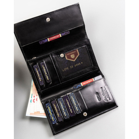 Schwarze Damen Geldbörse aus Leder mit RFID – Peterson