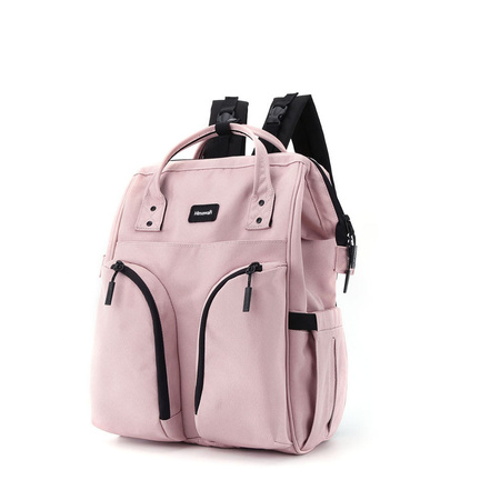 Rosa Mommy Bag Rucksack mit vielen praktischen Taschen – Himawari
