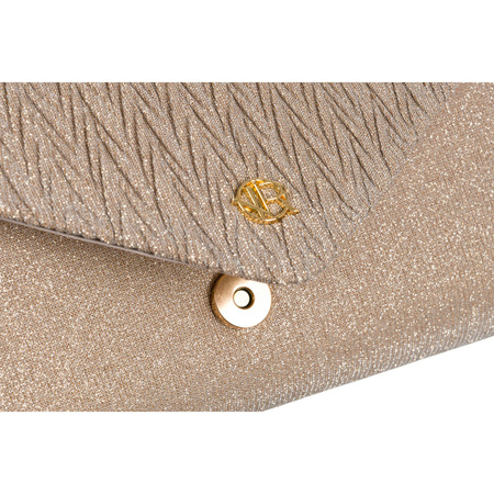 Goldene Damen Clutch mit Fischgrätmuster, Kettenträger und Magnetverschluss – Rovicky
