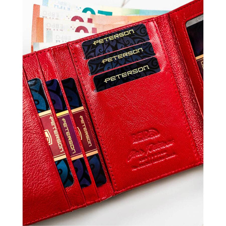 Rote Damen Geldbörse aus Leder mit Bügelfach für Münzen – Peterson