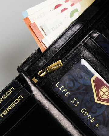 Große Herren Geldbörse aus Leder mit Druckknopfverschluss – Peterson