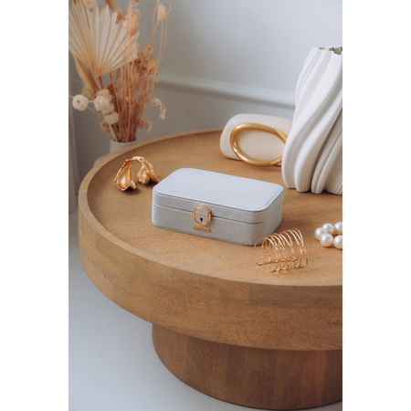 Geräumige, elegante Schatulle in Silberfarbe, abschließbar mit Schlüssel – Peterson