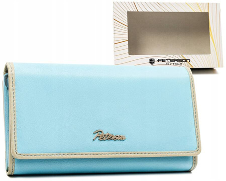 Geräumige Damen Geldbörse aus Leder mit Druckknopf und Reißverschluss – Peterson