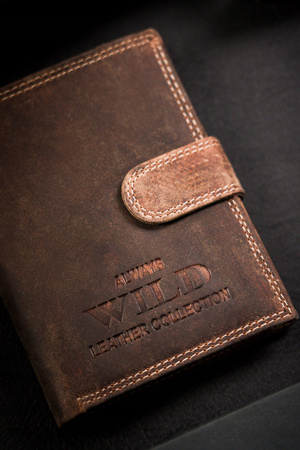 Klassische, große Herren Geldbörse aus echtem Leder mit Druckknopf – Always Wild