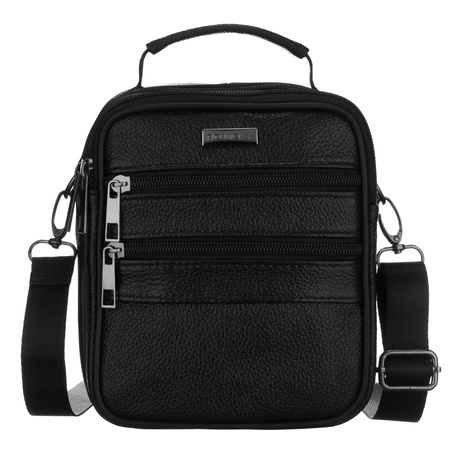 Herren-Umhängetasche aus Leder in Schwarz – Rovicky