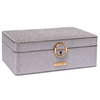 Graue, elegante Schatulle mit Schnappverschluss und Schlüssel – Peterson