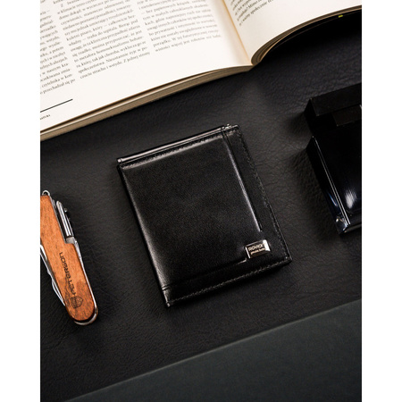 Herren Geldklammer schwarz aus Leder – Rovicky