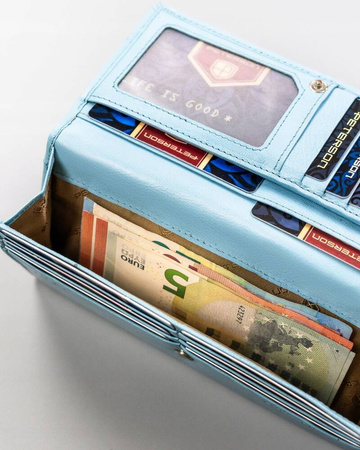 Große Damen Geldbörse aus Leder mit Bügel- und Druckknopfverschluss – Peterson