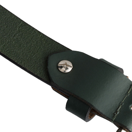 Lederner, grüner Damen Gürtel mit silberner, klassischer Schnalle - Peterson