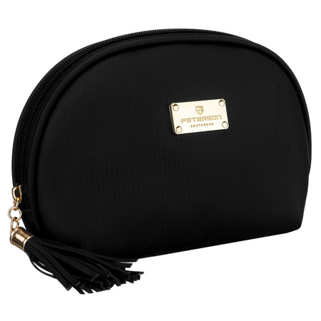 Schwarze Kosmetiktasche aus synthetischem Material mit Reißverschluss - Peterson