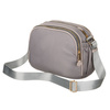 Nylon-Damen-Umhängetasche in Grau, mit Reißverschluss und Magnetclip verschließbar - Peterson