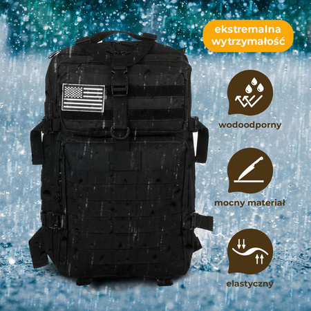 Großer, taktischer Militärrucksack aus Nylon in Schwarz – Peterson