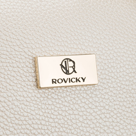 Beige Kosmetiktasche aus Öko-Leder, ein Fach, mit Reißverschluss – Rovicky