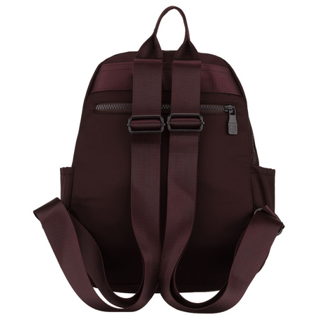 Bordeauxfarbener Damen-Rucksack aus Polyester, an verstellbaren Trägern hängend – Peterson