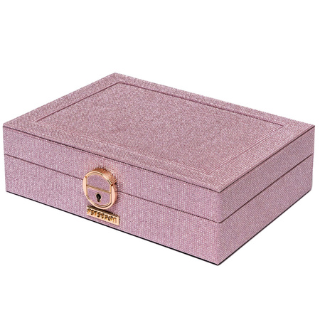 Rosafarbene Schmuckschatulle aus Leder mit speziellem Platz für eine Uhr – Peterson