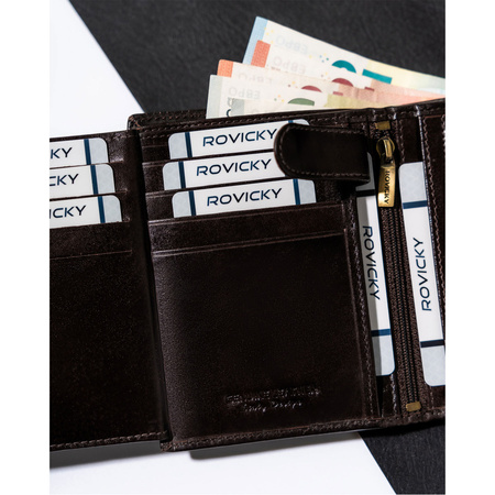 Elegante Herren Geldbörse aus Leder mit Druckknopf – Rovicky