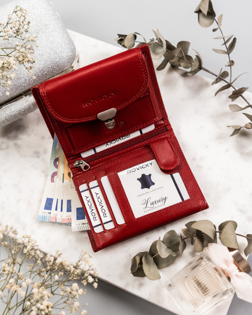 Damen Geldbörse aus Leder mit dekorativem Verschluss – Rovicky