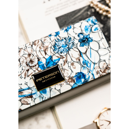 Horizontale Damen Geldbörse mit Blumenmuster und Innenreißverschlussfach – Peterson