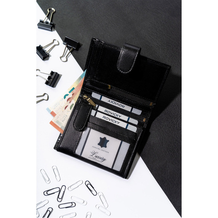 Herren Geldbörse aus Leder mit Druckknopf – Rovicky