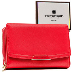 Elegante Damen-Geldbörse aus Öko-Leder mit Druckknopfverschluss – Peterson