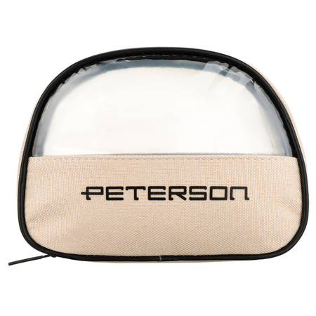 Beige-schwarze Kosmetiktasche aus synthetischem Stoff mit transparentem Panel – Peterson