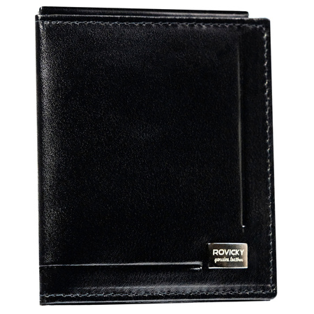 Herren Geldklammer schwarz aus Leder – Rovicky
