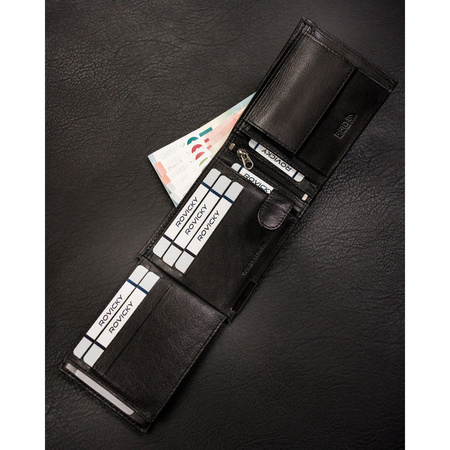 Herren Geldbörse querformat schwarz aus Leder ohne Außenverschluss – Ronaldo