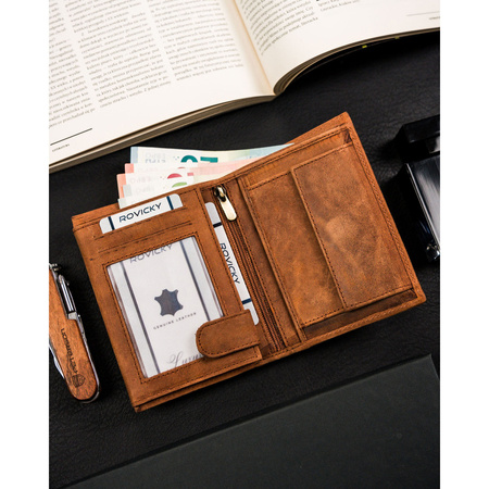 Große Herren Geldbörse braun aus Leder mit Pferdeprägung