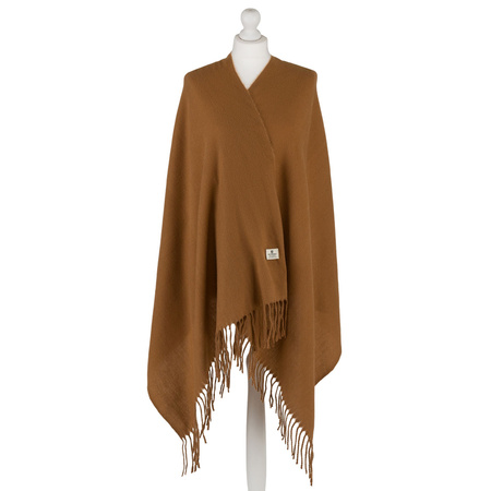 Großer, hellbrauner Damen-Schal mit Fransen verziert - Peterson
