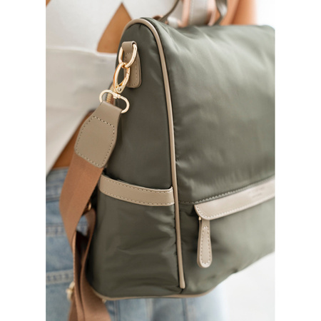 Grüner, städtischer Damen-Rucksack aus Nylon und Öko-Leder mit abnehmbarem Gürtel - Peterson