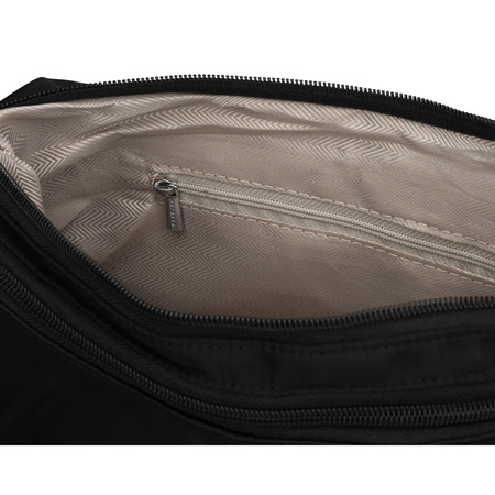 Schwarze Damen-Handtasche aus Polyester mit Reißverschluss, zweifächrig - Peterson