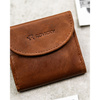 Kleine und schlanke Herren-Geldbörse aus Leder in Braun mit Druckknopfverschluss – Rovicky