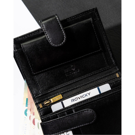 Schwarze Herren Geldbörse aus Leder mit RFID – Rovicky