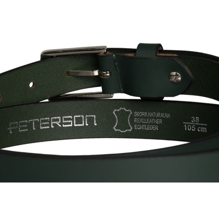 Lederner, grüner Damen Gürtel mit silberner, klassischer Schnalle - Peterson