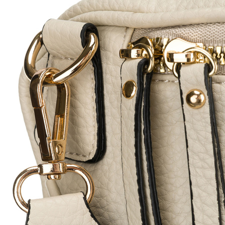 Damen-Umhängetasche aus beigem Öko-Leder mit Reißverschluss – Rovicky