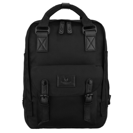 Großer Damen-Rucksack aus Polyester und Öko-Leder, mit Reißverschluss - Peterson