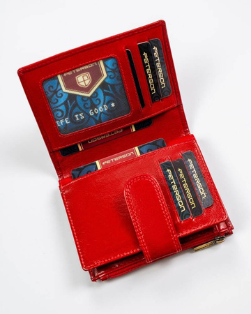 Mittelgroße Damen Geldbörse aus Leder mit Druckknopf und Reißverschluss – Peterson