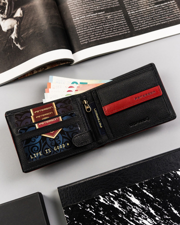 Herren Geldbörse aus Leder mit Durchbruchmuster – Peterson