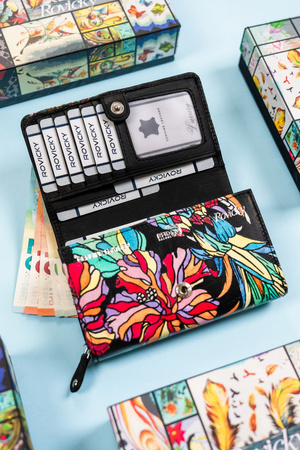 Damen Geldbörse mit Druckknopf aus echtem Leder – Rovicky