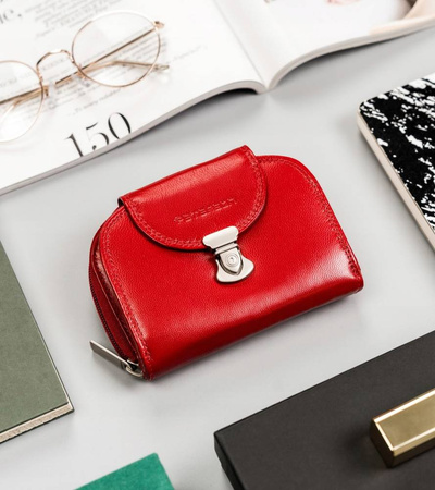 Damen Geldbörse aus Leder mit Reißverschluss und Klappe – Peterson