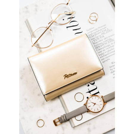 Mittelgroße Damen Geldbörse in Beige mit Platz für Fahrzeugschein – Peterson