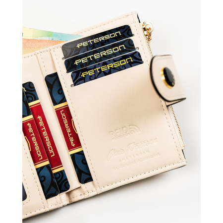 Mittlere Damen-Geldbörse aus Öko-Leder in Beige, passend für den Fahrzeugschein - Peterson