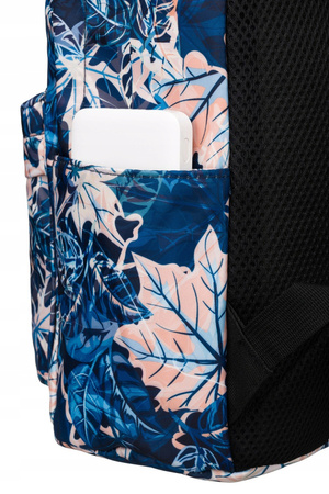 Schulrucksack mit blauen und rosafarbenen Blättern, verstellbare Schultergurte – Peterson