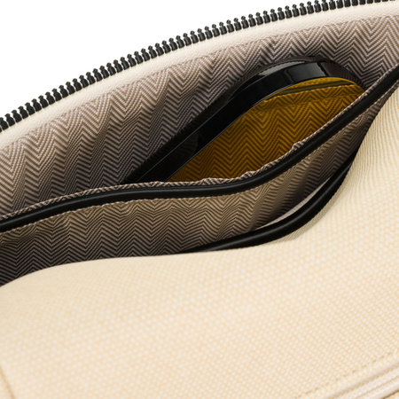 Damen-Gürteltasche in Ecru mit schwarzen Elementen, gefertigt aus synthetischem Material – Peterson